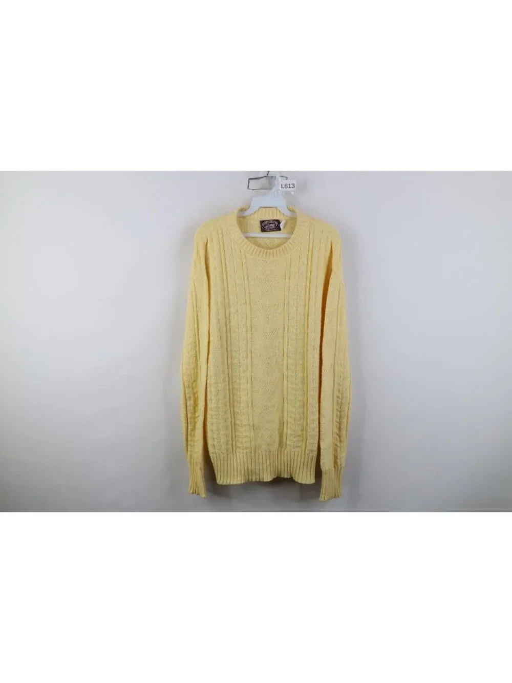 Vintage 90s Streetwear Mens Medium Geometric Cotton Knit Sweater Yellow USA